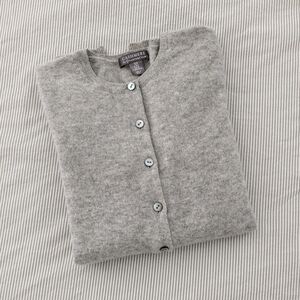 100% Cashmere Women's Crew Neck Gray Cardigan Sweater XS